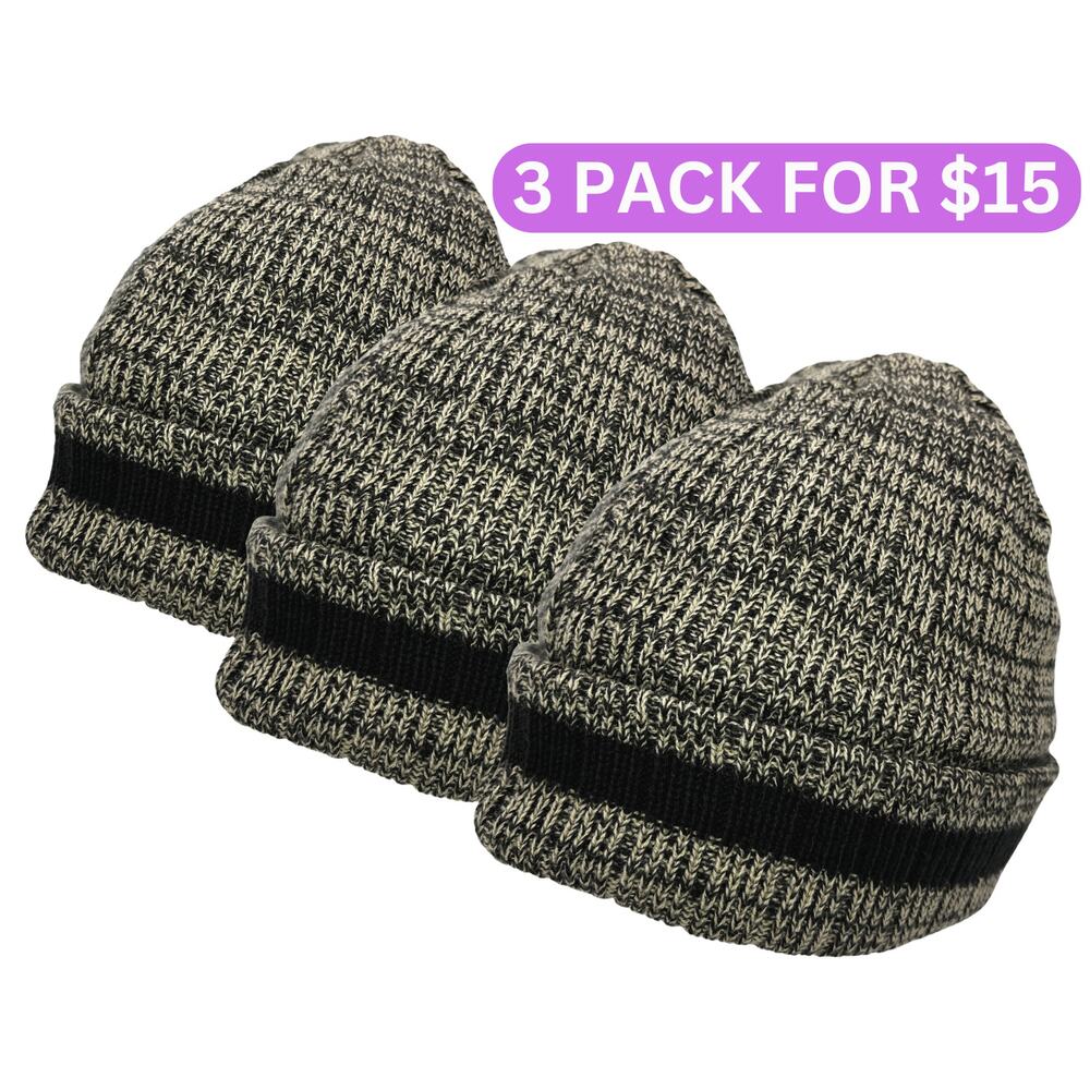 Brand New 3 Pack Thick Insulated Long Cuffed Beanie Winter Ski Cap Snowboard Hat